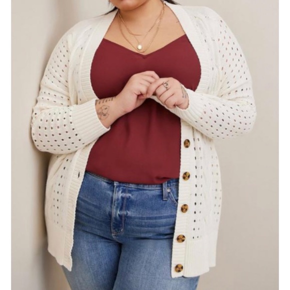 torrid Sweaters - 🆕 Cable Boyfriend Cardigan Sweater Ivory 1 1X 14 16 NWT Torrid New!